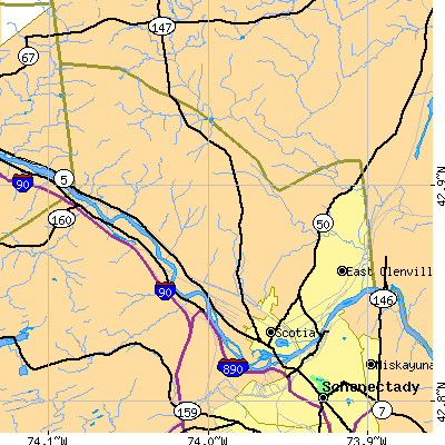 Zip code 12302 close-up map
