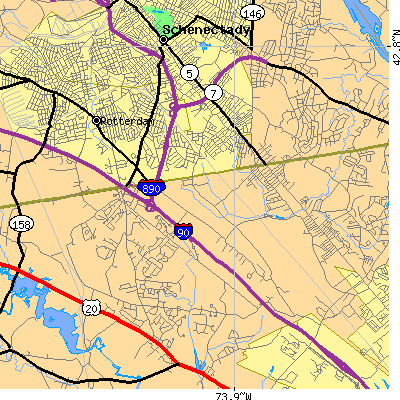 Zip code 12303 close-up map