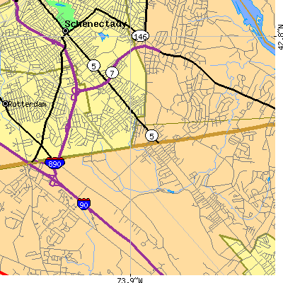 Zip code 12304 close-up map