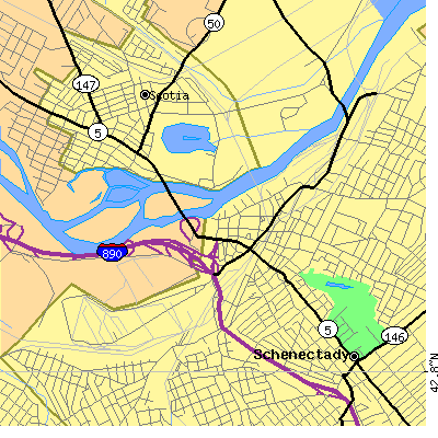 Zip code 12305 close-up map