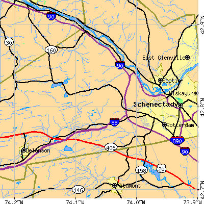 Zip code 12306 close-up map