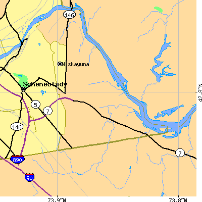 Zip code 12309 close-up map
