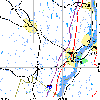 Zip code 12414 close-up map