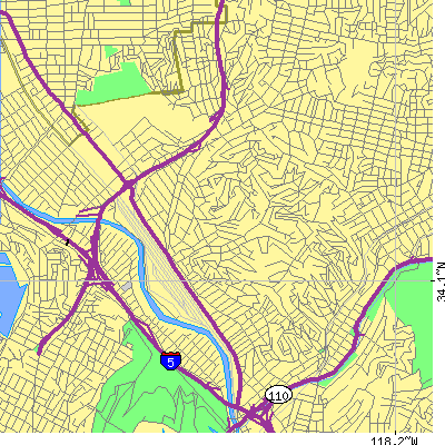 Zip code 90065 close-up map