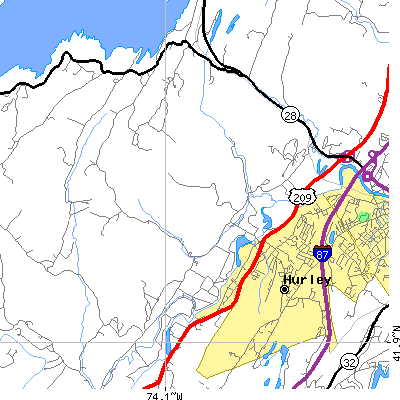 Zip code 12443 close-up map