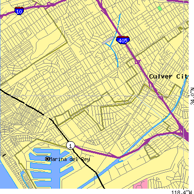 Zip code 90066 close-up map