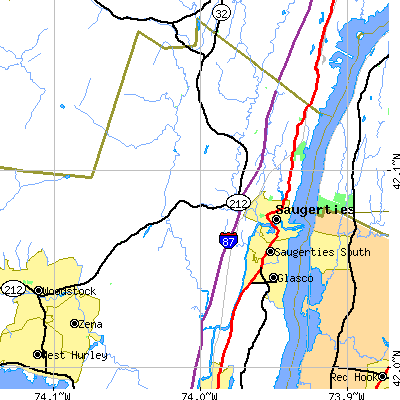 Zip code 12477 close-up map