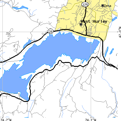 Zip code 12491 close-up map