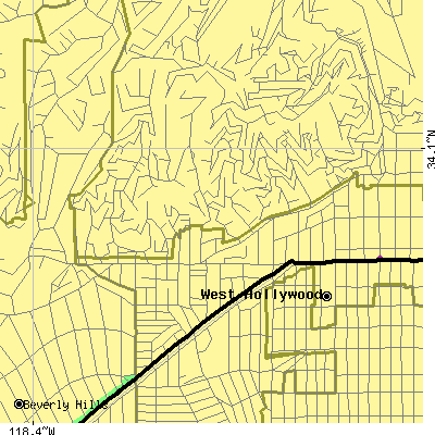 Zip code 90069 close-up map