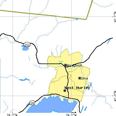 Zip code 12498 close-up map