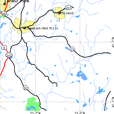 Zip code 12521 close-up map