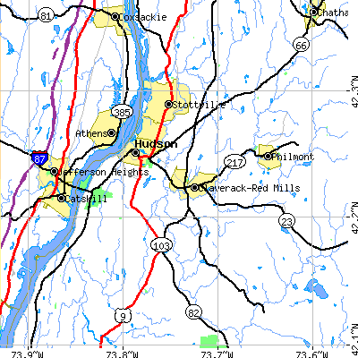 Zip code 12534 close-up map