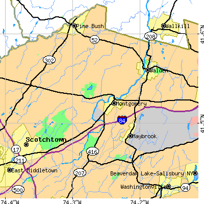 Zip code 12549 close-up map
