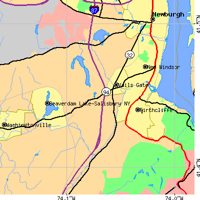 Zip code 12553 close-up map