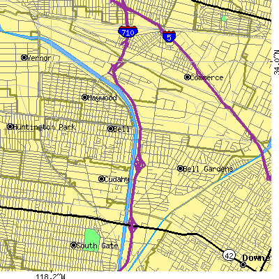 Zip code 90201 close-up map