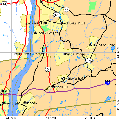 Zip code 12590 close-up map
