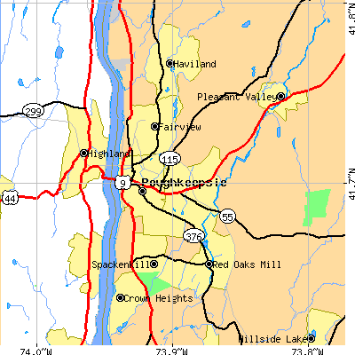 Zip code 12601 close-up map