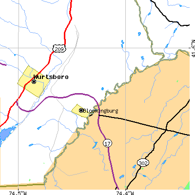 Zip code 12721 close-up map