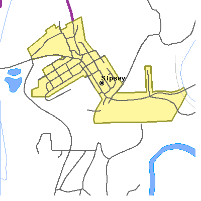 Zip code 35584 close-up map