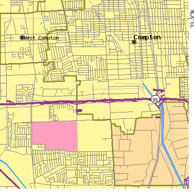 Zip code 90220 close-up map