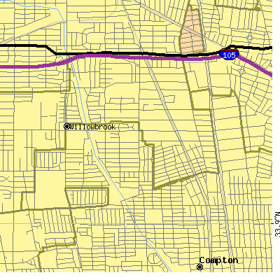 Zip code 90222 close-up map