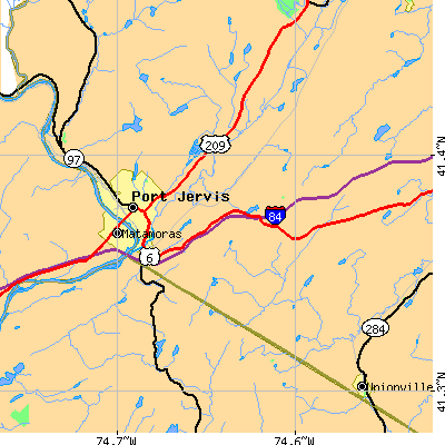 Zip code 12771 close-up map