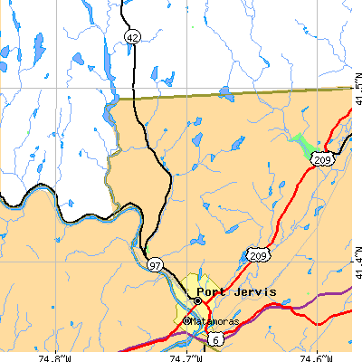 Zip code 12780 close-up map