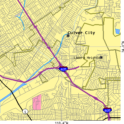 Zip code 90230 close-up map