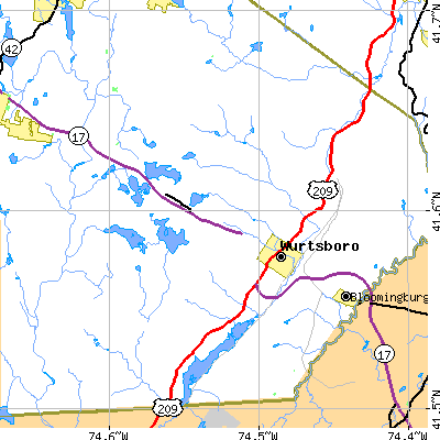 Zip code 12790 close-up map