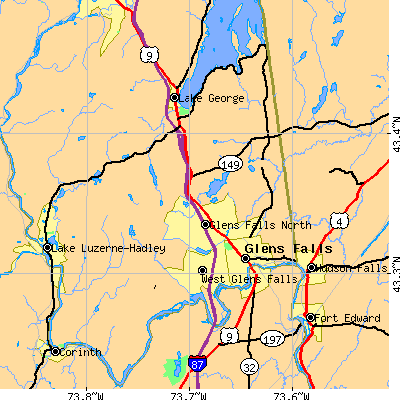 Zip code 12804 close-up map