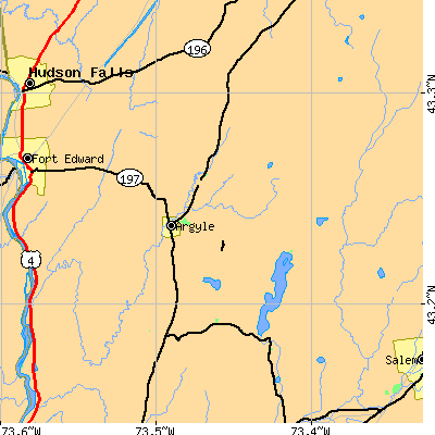 Zip code 12809 close-up map