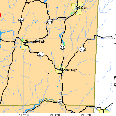Zip code 12816 close-up map