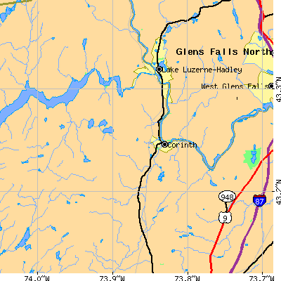 Zip code 12822 close-up map