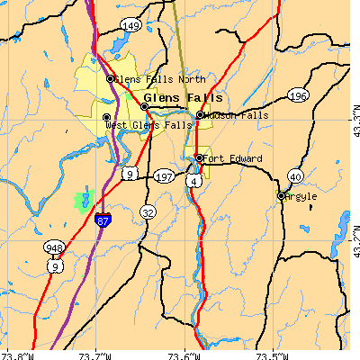 Zip code 12828 close-up map