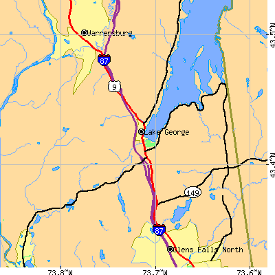 Zip code 12845 close-up map