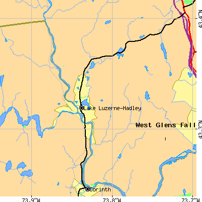 Zip code 12846 close-up map