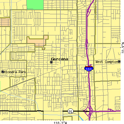 Zip code 90247 close-up map