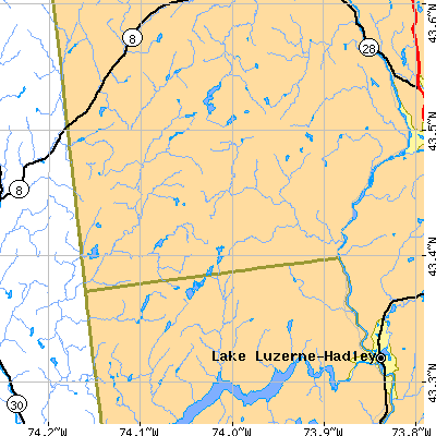 Zip code 12878 close-up map