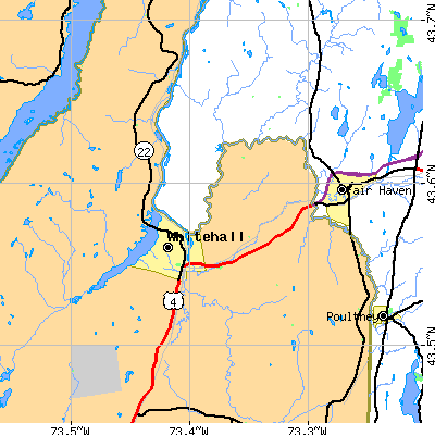 Zip code 12887 close-up map