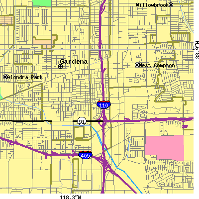 Zip code 90248 close-up map