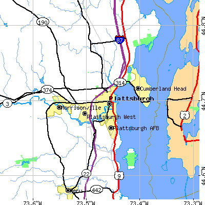 Zip code 12901 close-up map