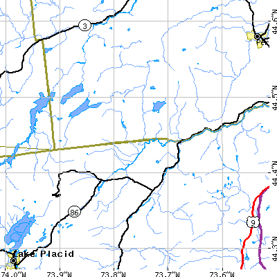 Zip code 12912 close-up map