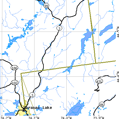 Zip code 12913 close-up map