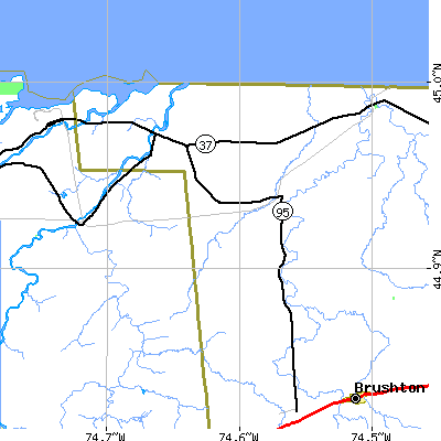 Zip code 12914 close-up map