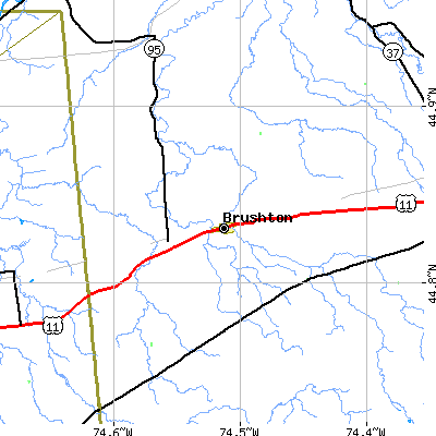 Zip code 12916 close-up map