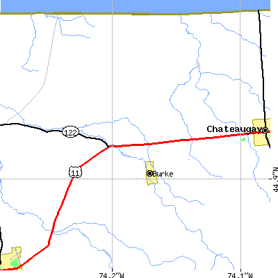 Zip code 12917 close-up map