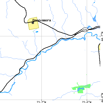 Zip code 12918 close-up map
