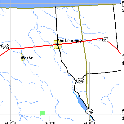 Zip code 12920 close-up map