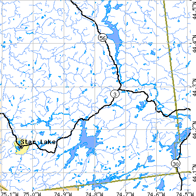 Zip code 12922 close-up map