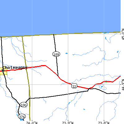 Zip code 12923 close-up map